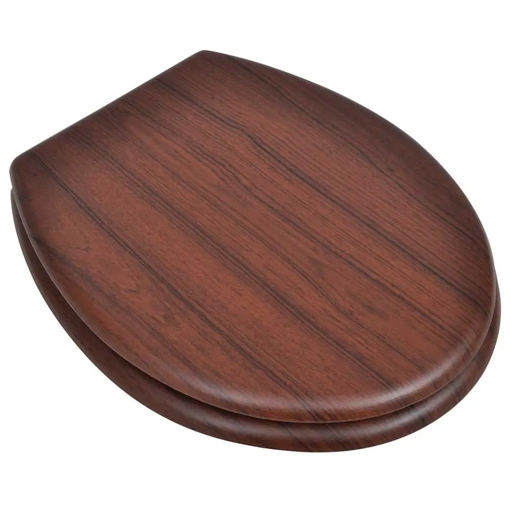 Toilet Seats with Lids 2 Pack Universal MDF Brown Bathroom Fixture Hardware