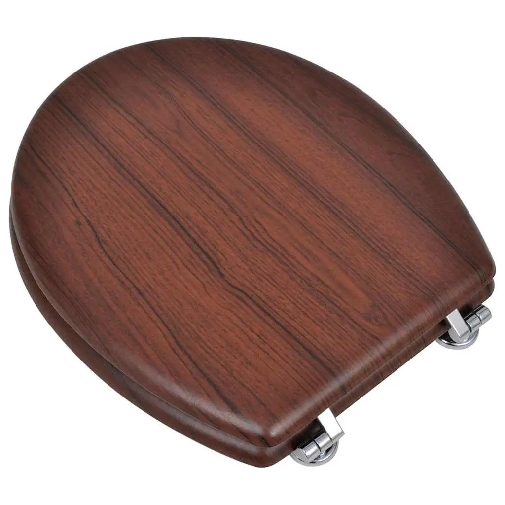 Toilet Seats with Lids 2 Pack Universal MDF Brown Bathroom Fixture Hardware