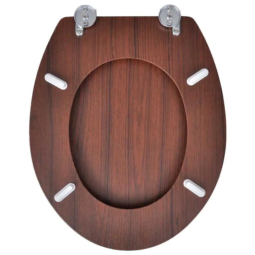 Toilet Seats with Lids 2 Pack Universal MDF Brown Bathroom Fixture Hardware