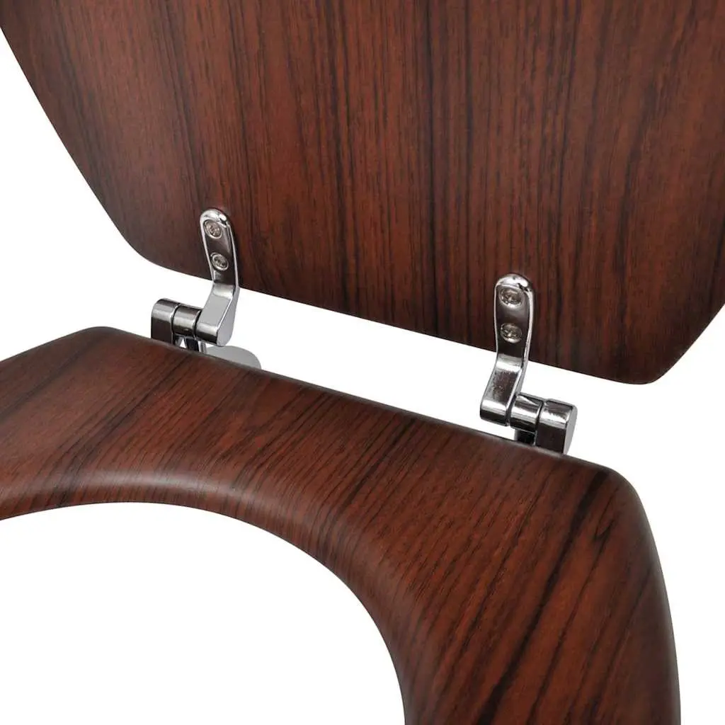 Toilet Seats with Lids 2 Pack Universal MDF Brown Bathroom Fixture Hardware