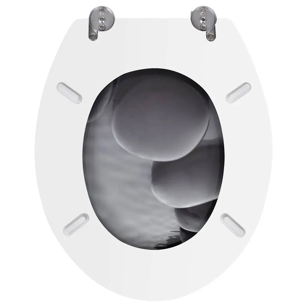Toilet Seats with Lids 2 Pack Grey MDF Bathroom Fixture Adjustable Hinges