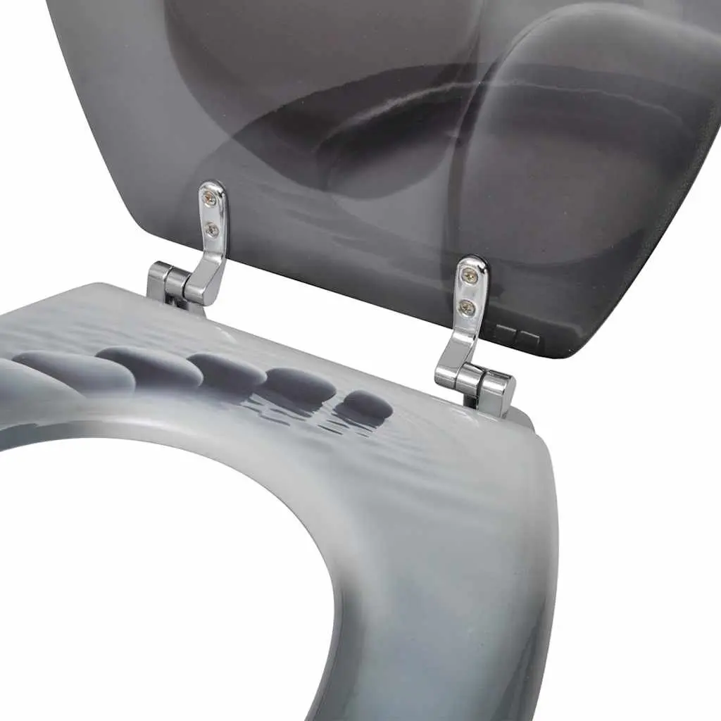 Toilet Seats with Lids 2 Pack Grey MDF Bathroom Fixture Adjustable Hinges