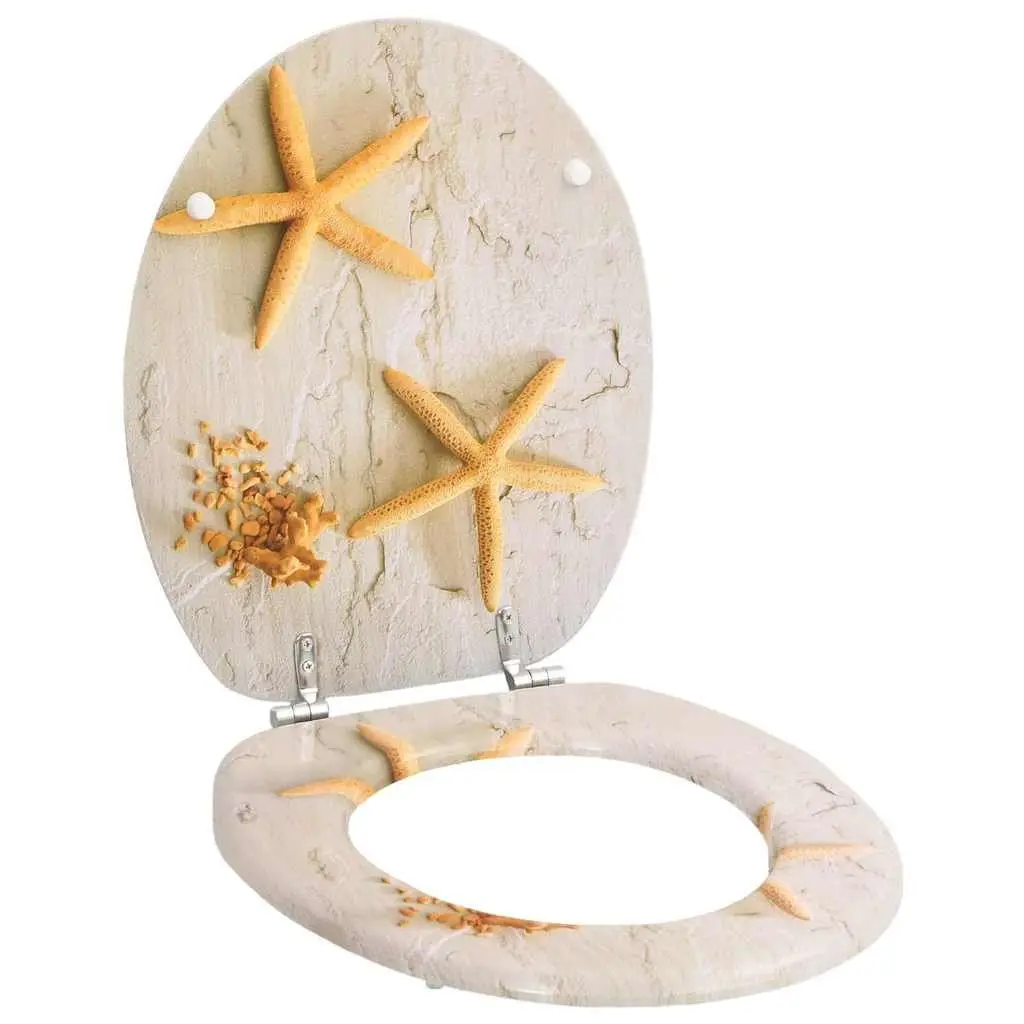 Toilet Seats with Lids 2 Pack Multicolour Sea Star Design Bathroom Accessory