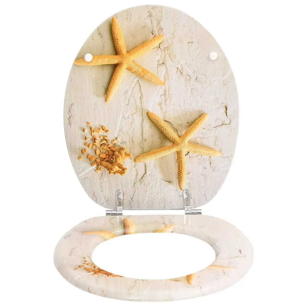 Toilet Seats with Lids 2 Pack Multicolour Sea Star Design Bathroom Accessory