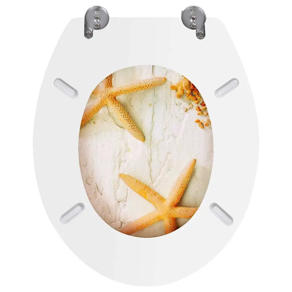 Toilet Seats with Lids 2 Pack Multicolour Sea Star Design Bathroom Accessory