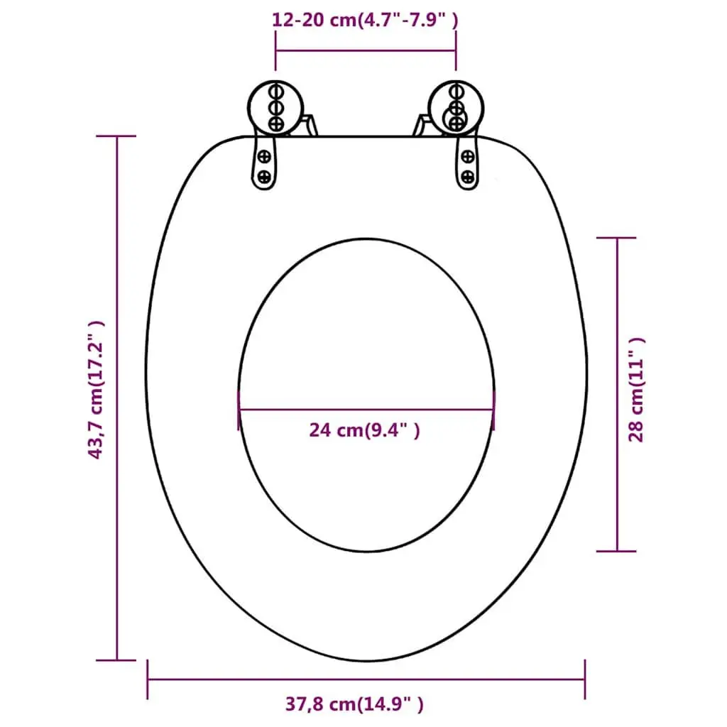 MDF Multicolour Toilet Seats Set 2 for Bathroom Use with Adjustable Chrome Hinges