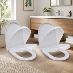 Toilet Seats with Soft Close Lids 2 Pieces White Bathroom Fixture Accessories