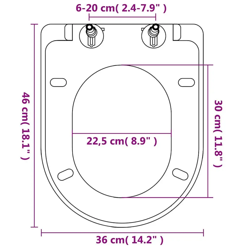 Toilet Seats Soft Close for Standard Bowl White Plastic 2 Pack