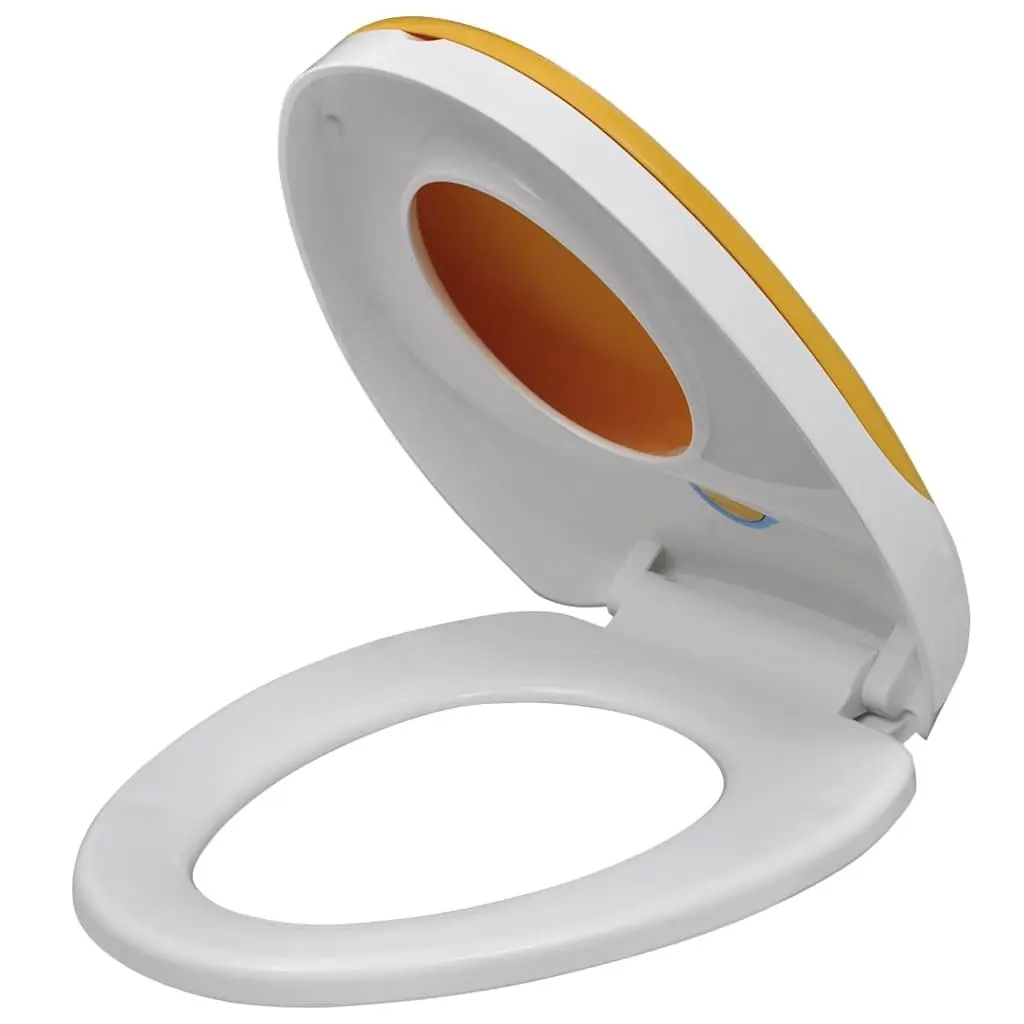 Toilet Seats Soft Close Lids Family Bathroom 2 Pack White Yellow
