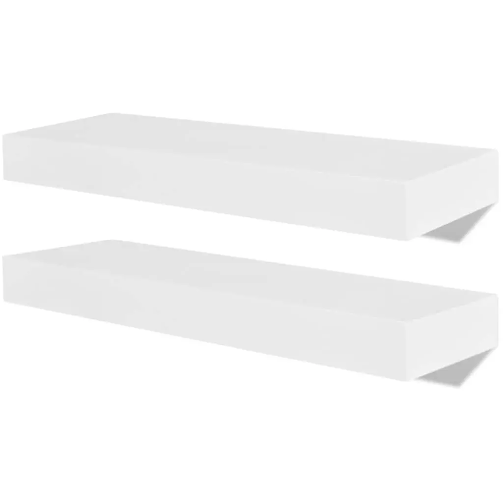Wall Shelves Set of 4 White 40cm Floating Storage Display Home Decor
