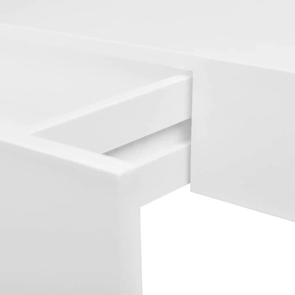 White Floating Wall Shelves with Drawer Storage Display 48cm Set of 2