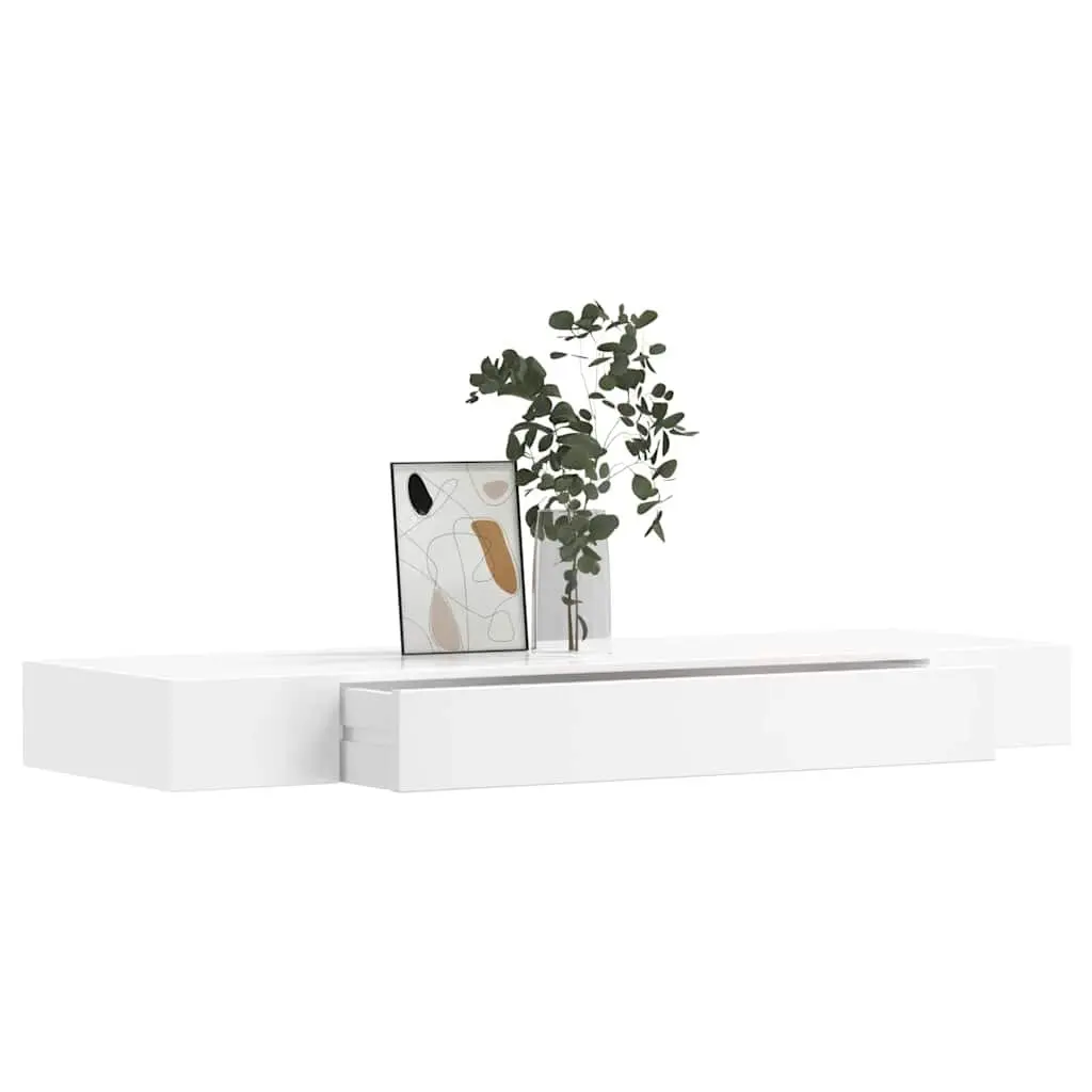 Floating Wall Shelves for Display and Storage 80 cm White with Drawers 2 Pieces