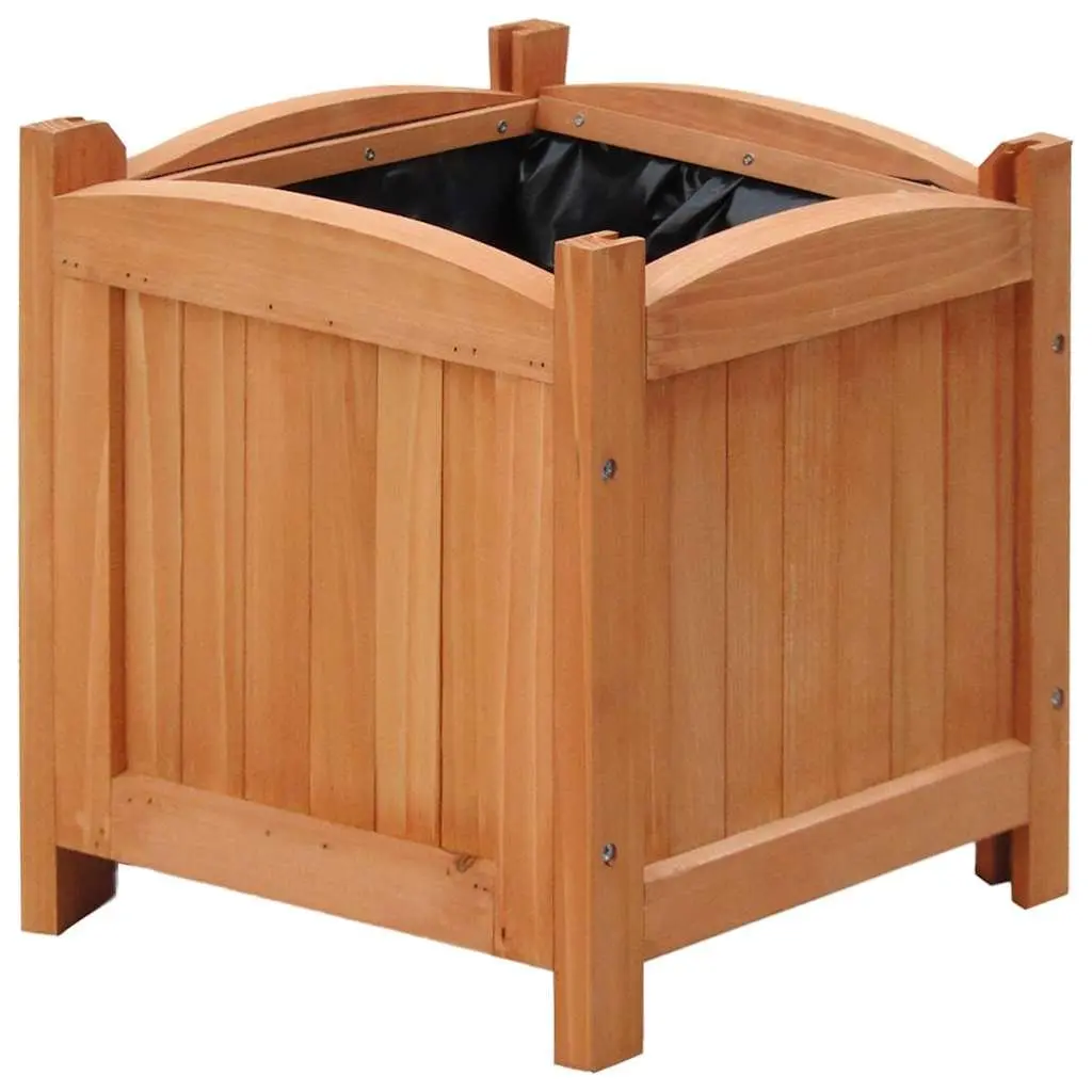 Raised Garden Beds 4 Piece Set 30cm Outdoor Wooden Planters for Plants Flowers