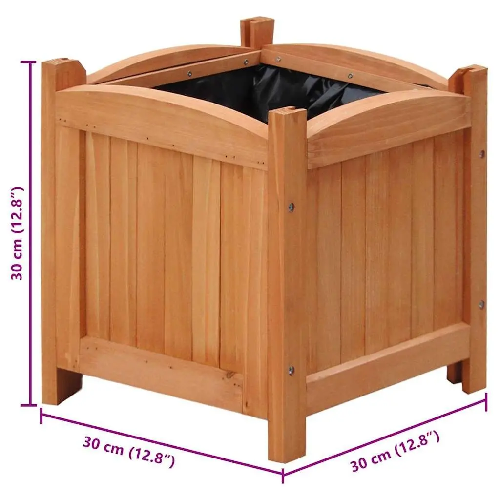 Raised Garden Beds 4 Piece Set 30cm Outdoor Wooden Planters for Plants Flowers