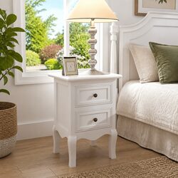 4-Piece Set of White Bedside Tables with Drawers
