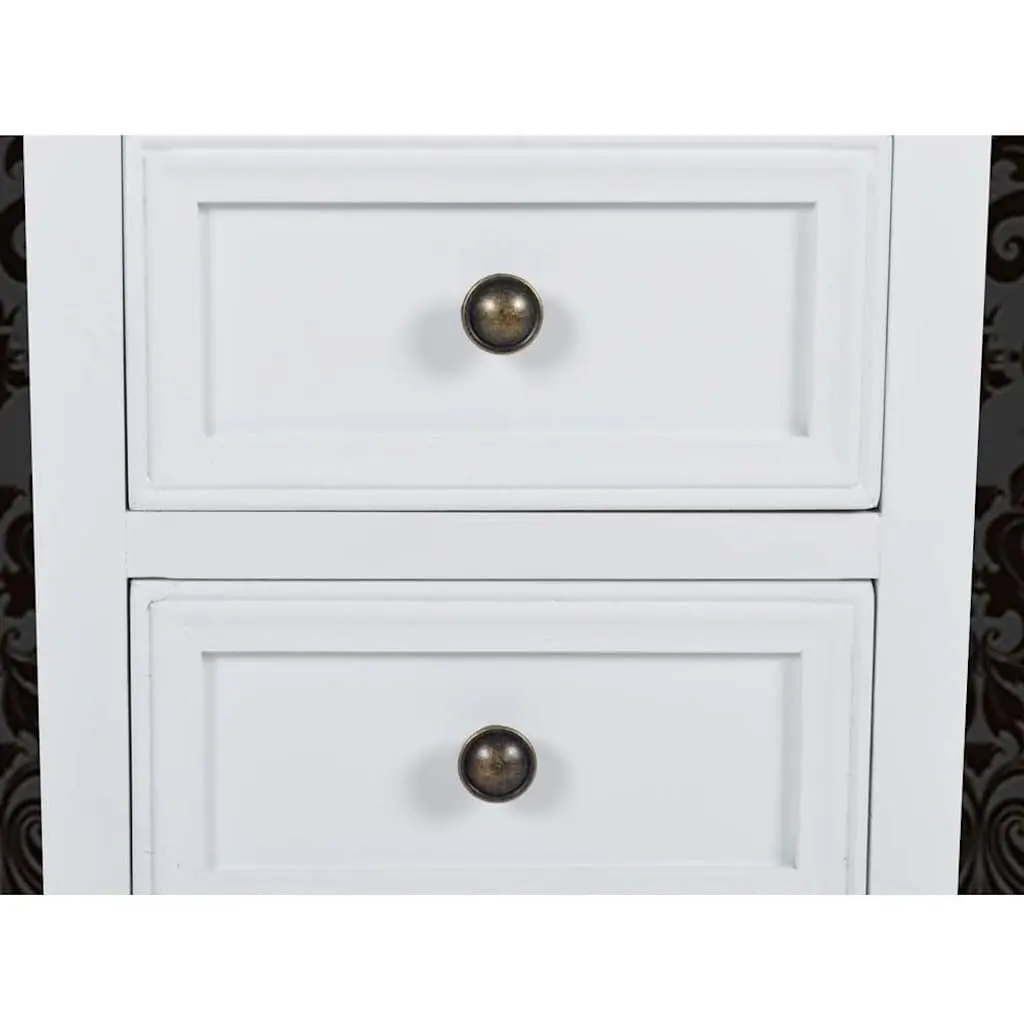 4-Piece Set of White Bedside Tables with Drawers