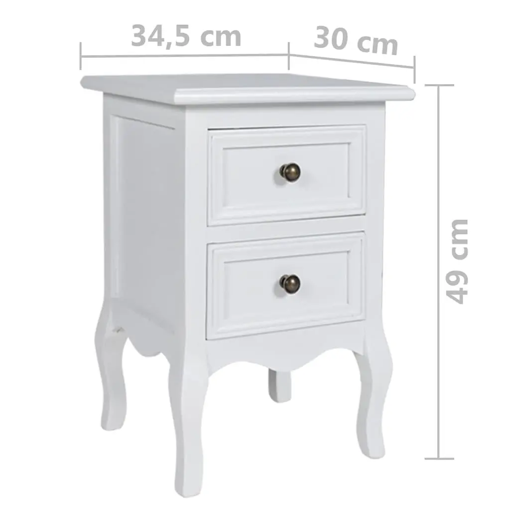 4-Piece Set of White Bedside Tables with Drawers