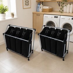 Black Laundry Sorters with 8 Bags - 2 Pieces Specifications