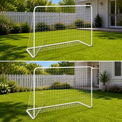 Football Goals 2 pcs: 182x61x122 cm, Steel Frame, White