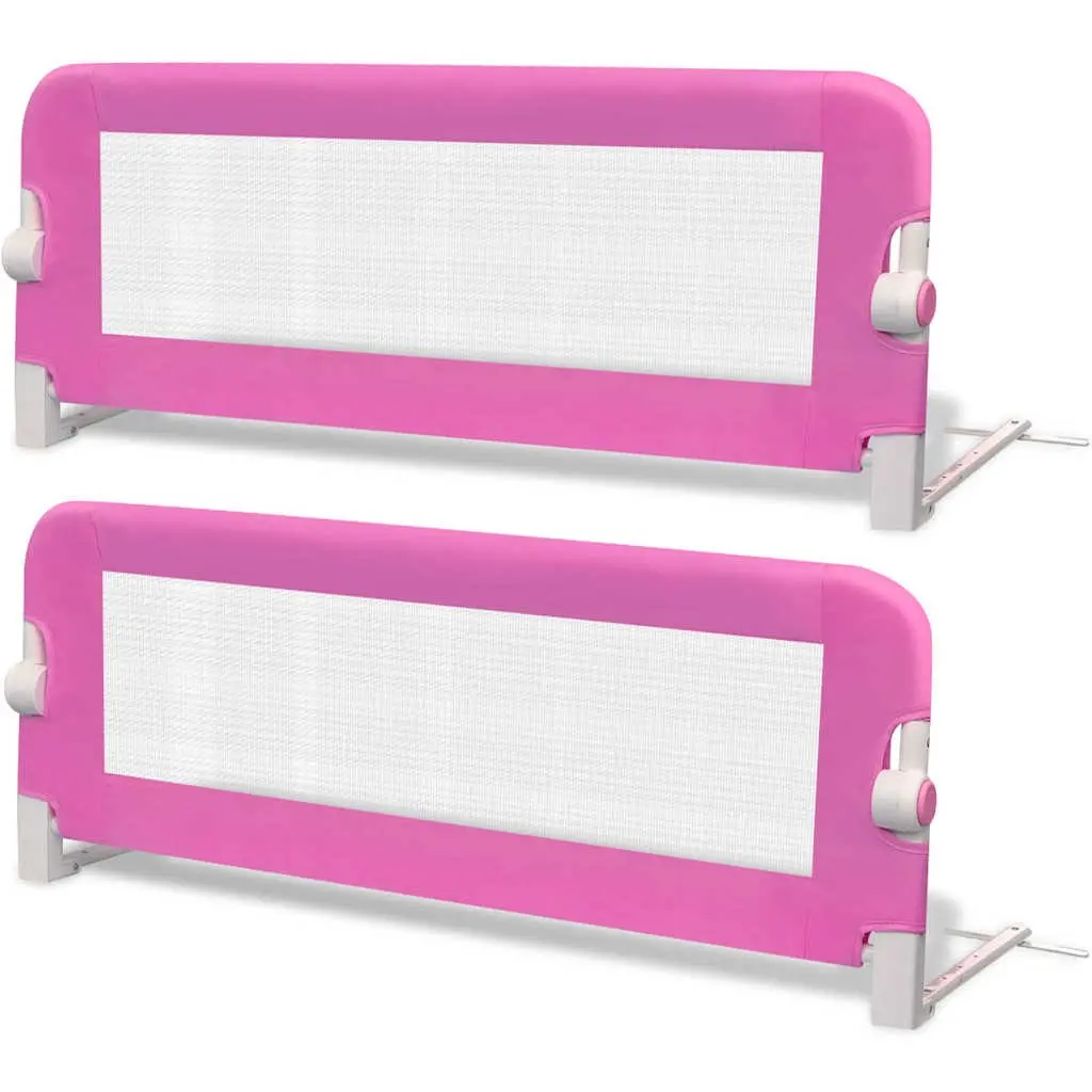 Toddler Safety Bed Rail 2 pcs Pink 102x42 cm Folding Guard Protective Gate