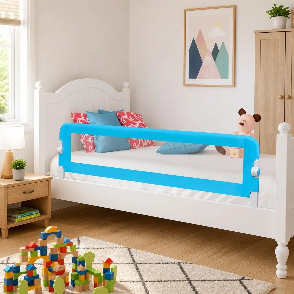 Toddler Safety Bed Rails 2 pcs Blue 150x42 cm