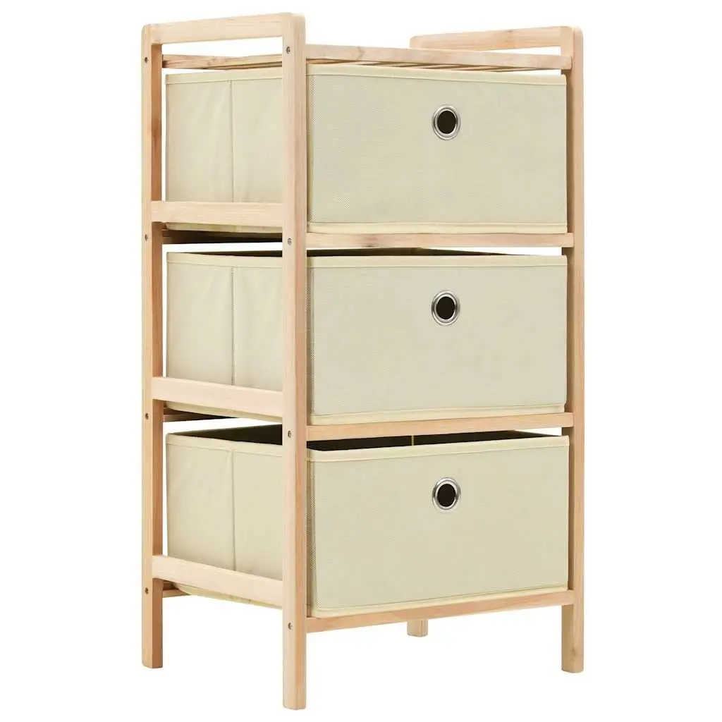 Storage Rack for Home Use with 3 Fabric Baskets Beige 2 Pack