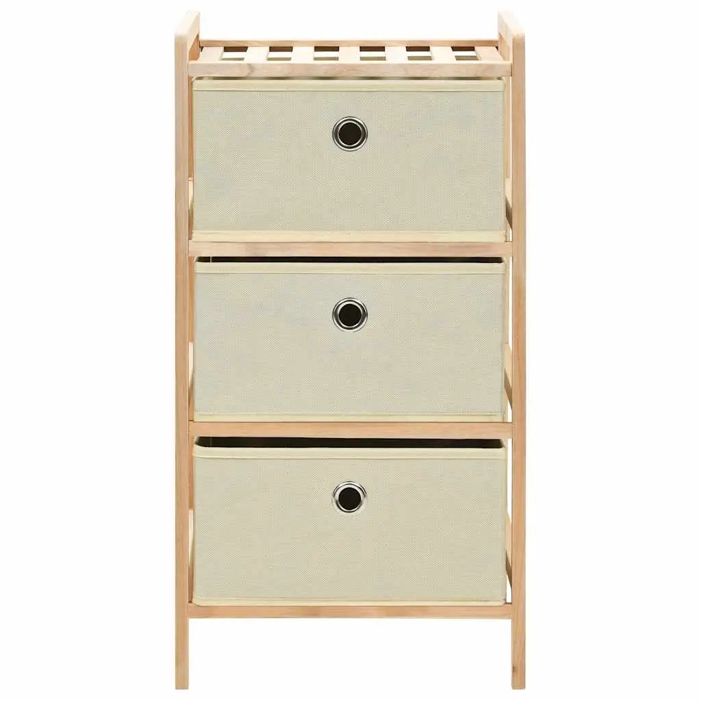 Storage Rack for Home Use with 3 Fabric Baskets Beige 2 Pack
