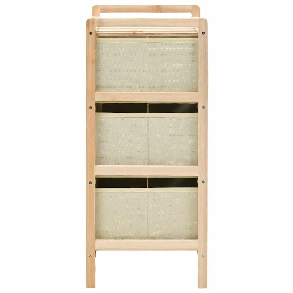 Storage Rack for Home Use with 3 Fabric Baskets Beige 2 Pack