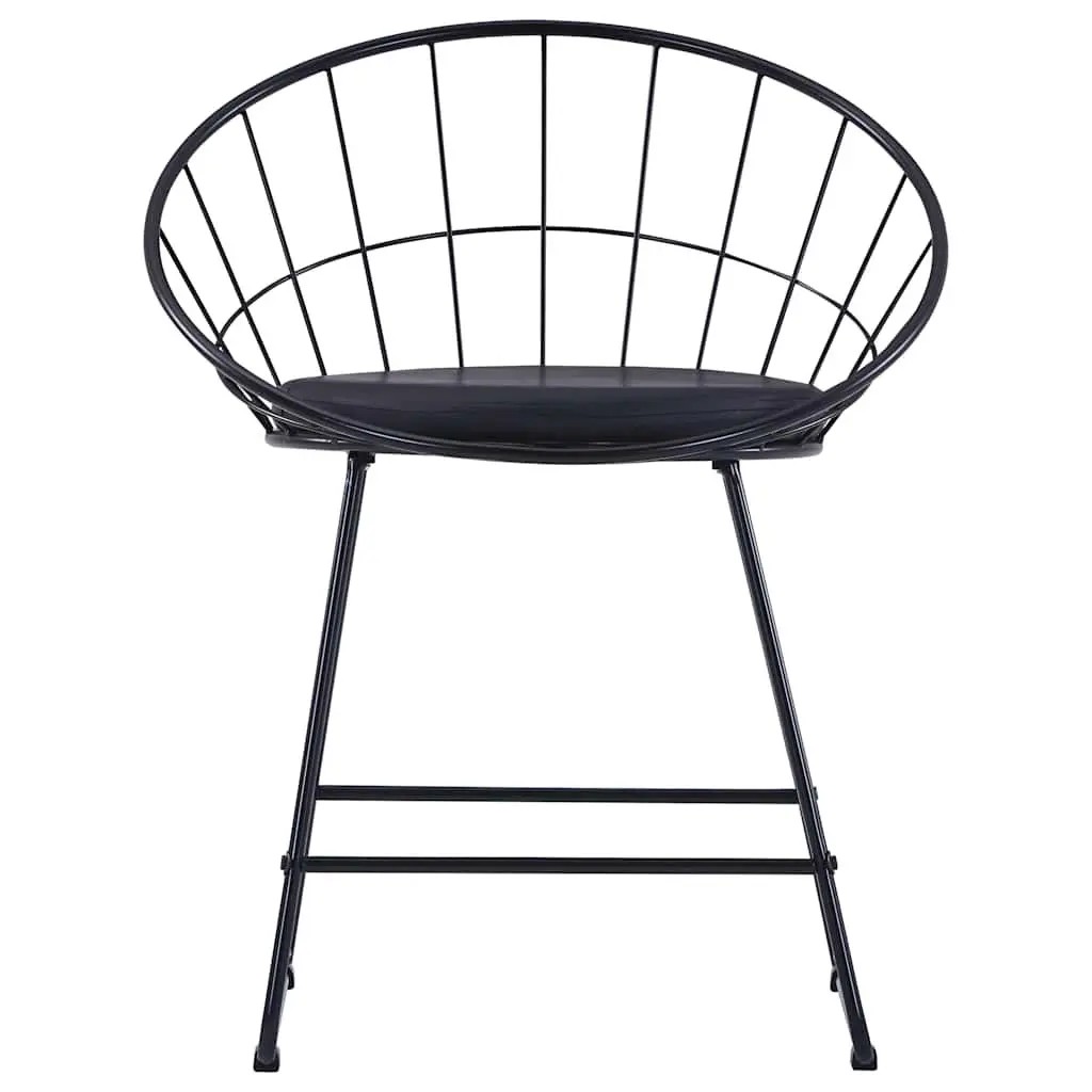 Dining Chairs Set 4 Pieces Kitchen Dining Room Black Steel Frame Faux Leather Cushion
