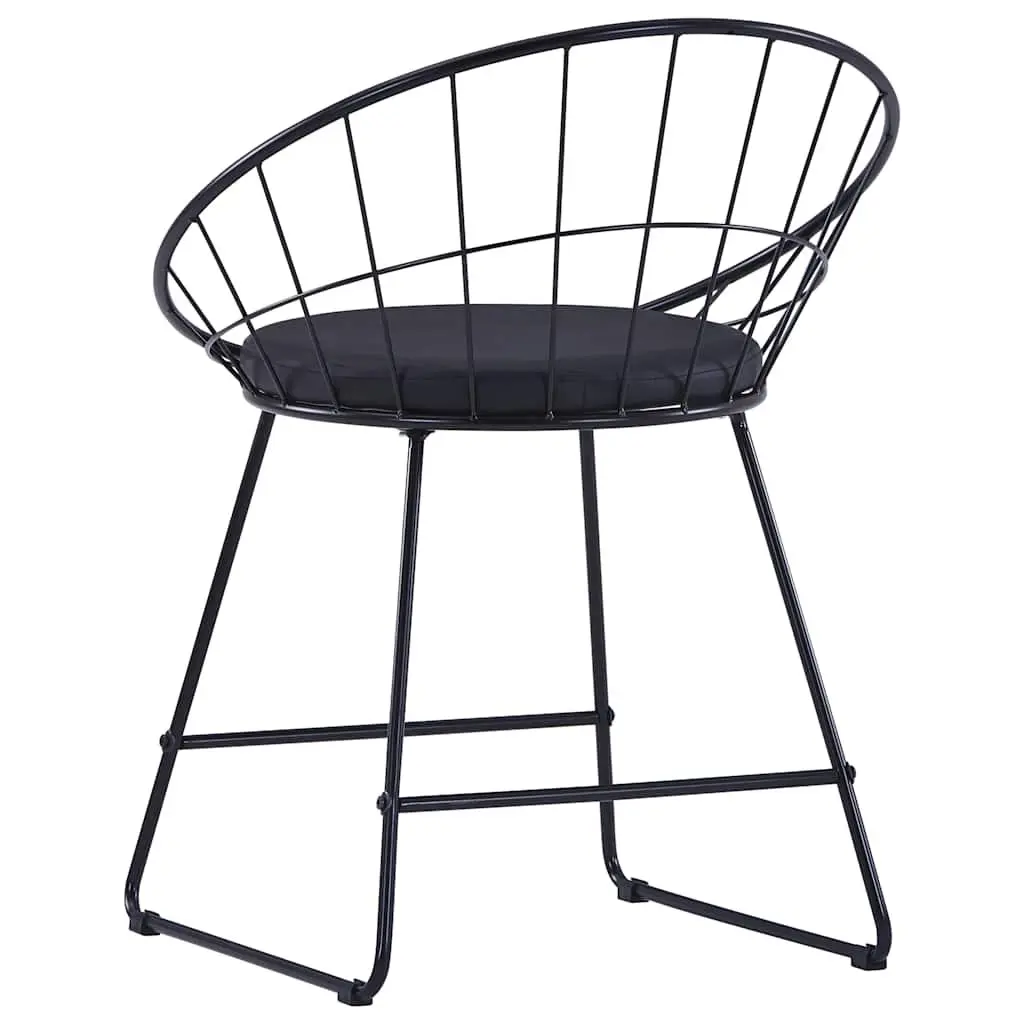 Dining Chairs Set 4 Pieces Kitchen Dining Room Black Steel Frame Faux Leather Cushion