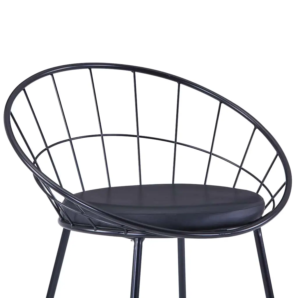 Dining Chairs Set 4 Pieces Kitchen Dining Room Black Steel Frame Faux Leather Cushion