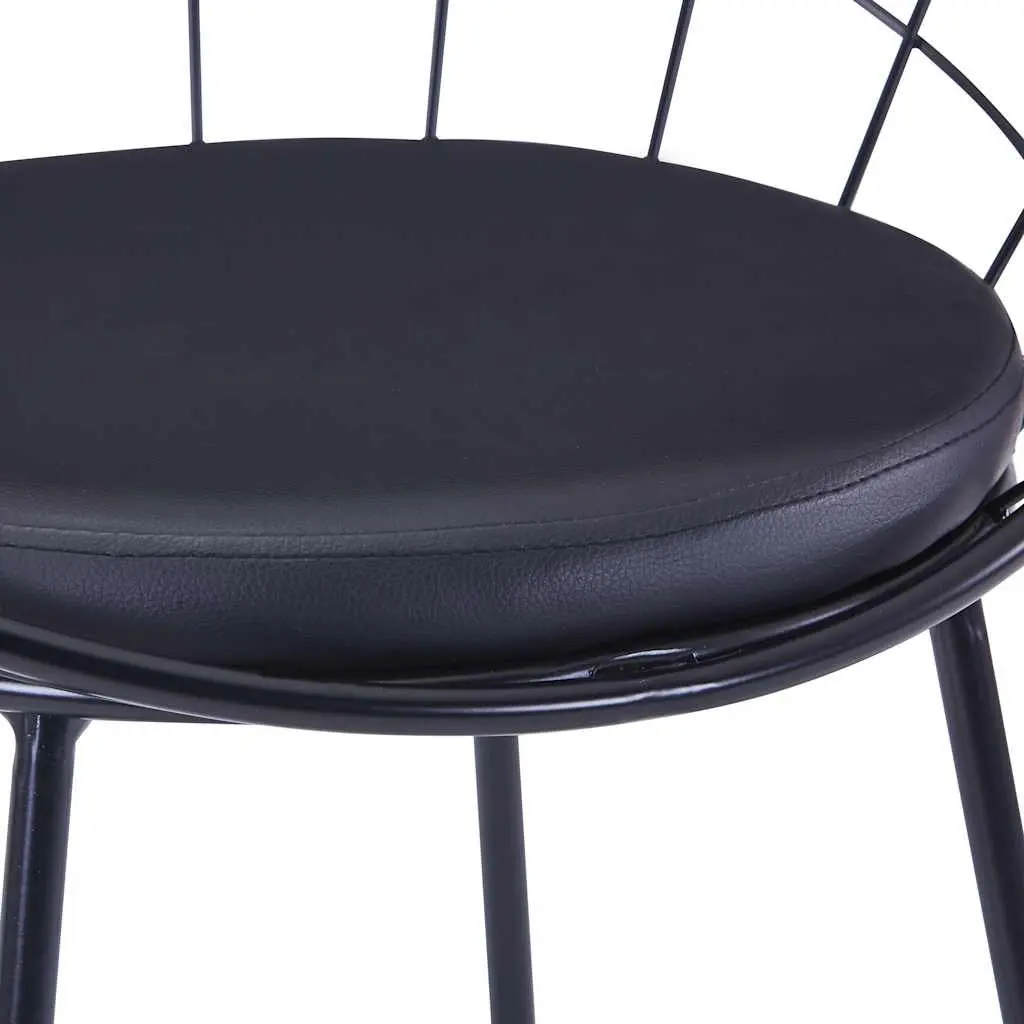 Dining Chairs Set 4 Pieces Kitchen Dining Room Black Steel Frame Faux Leather Cushion