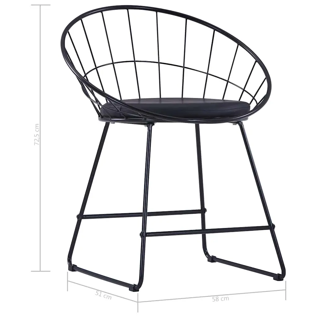 Dining Chairs Set 4 Pieces Kitchen Dining Room Black Steel Frame Faux Leather Cushion