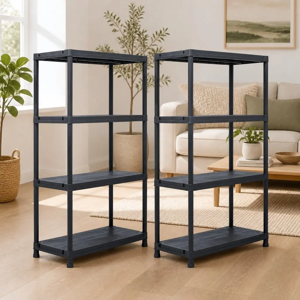 Storage Shelf Rack Indoor Outdoor 60x30x138cm Black Plastic