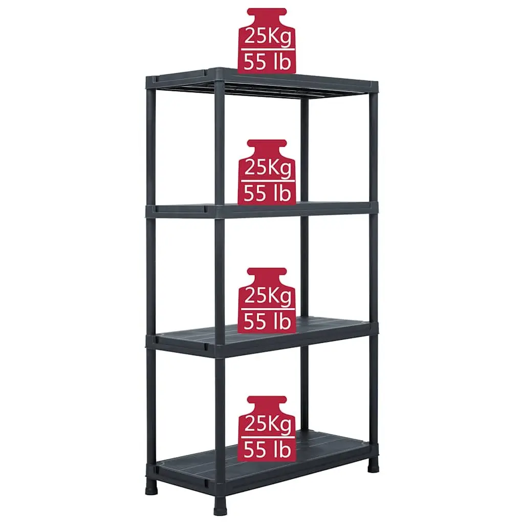 Storage Shelf Rack Indoor Outdoor 60x30x138cm Black Plastic