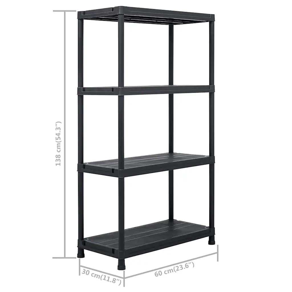 Storage Shelf Rack Indoor Outdoor 60x30x138cm Black Plastic
