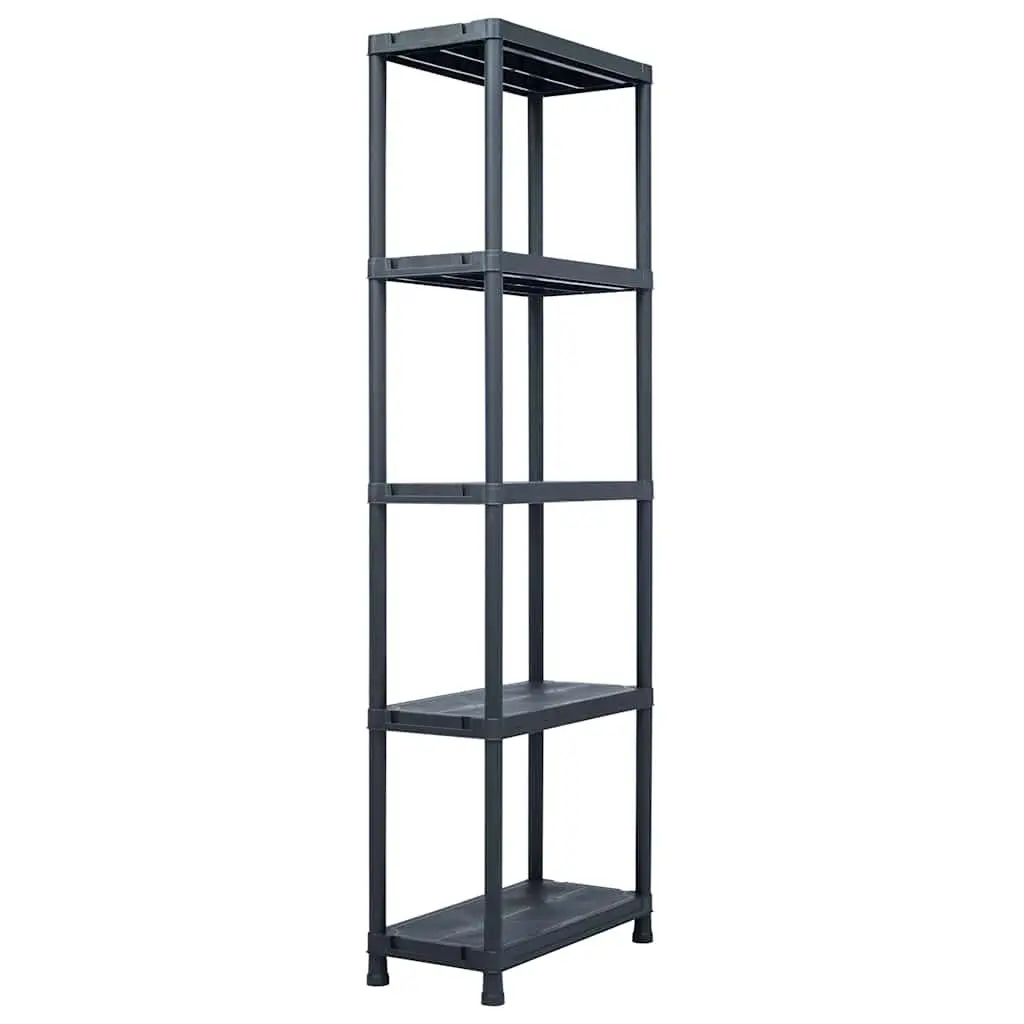 Storage Shelf Rack for Kitchen Bathroom Garage 60 x 30 x 180 cm Black Plastic 2 Piece