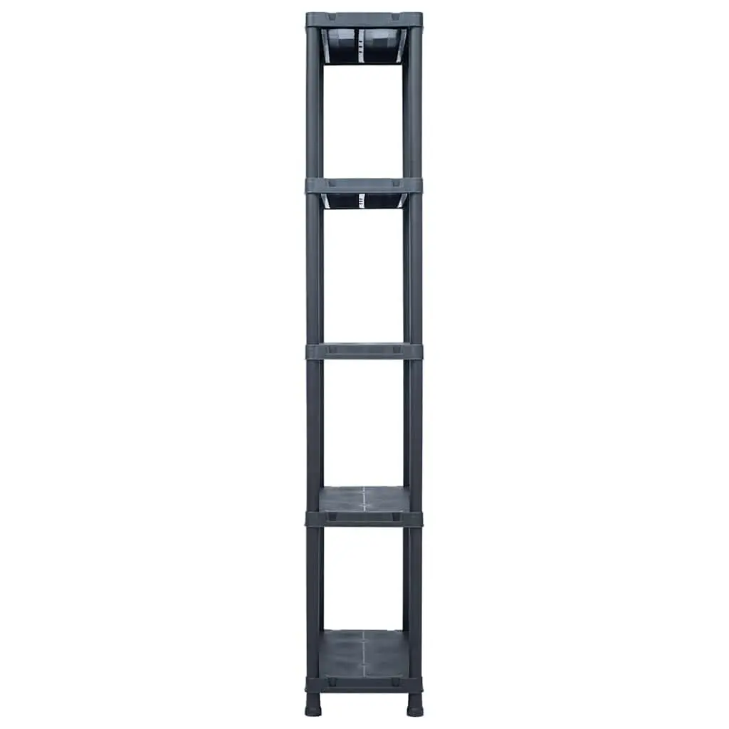 Storage Shelf Rack for Kitchen Bathroom Garage 60 x 30 x 180 cm Black Plastic 2 Piece