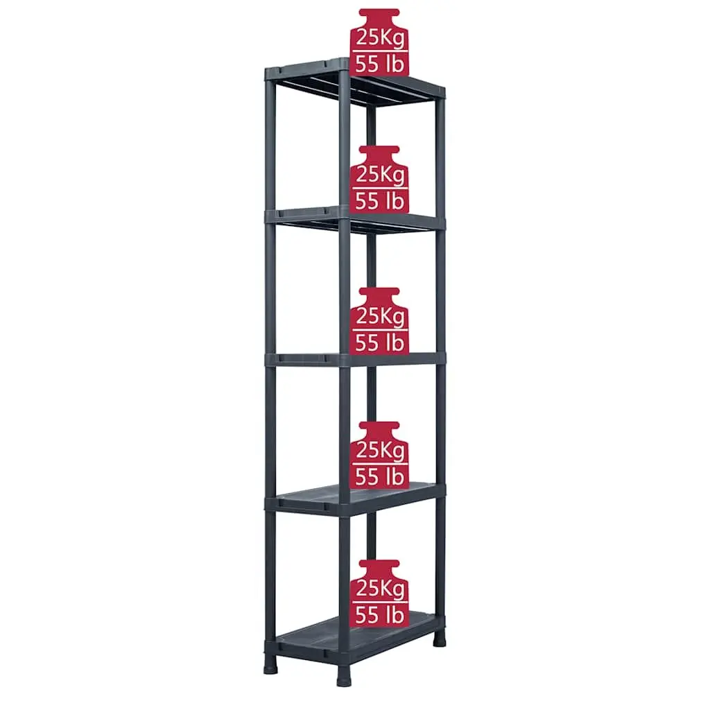 Storage Shelf Racks Industrial Use 60x30x180 cm Black Plastic 5 Piece