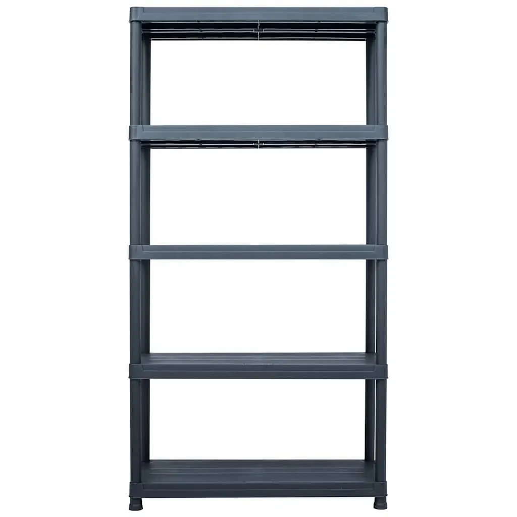 Storage Shelf Rack 2 Pcs Black Plastic Industrial Shelving Unit 80x40x180cm