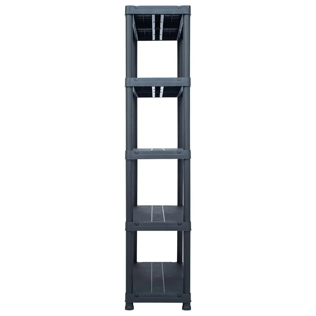 Storage Shelf Rack 2 Pcs Black Plastic Industrial Shelving Unit 80x40x180cm