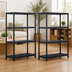 Black Industrial Shelf Units, 90x40x138 cm, Set of 2
