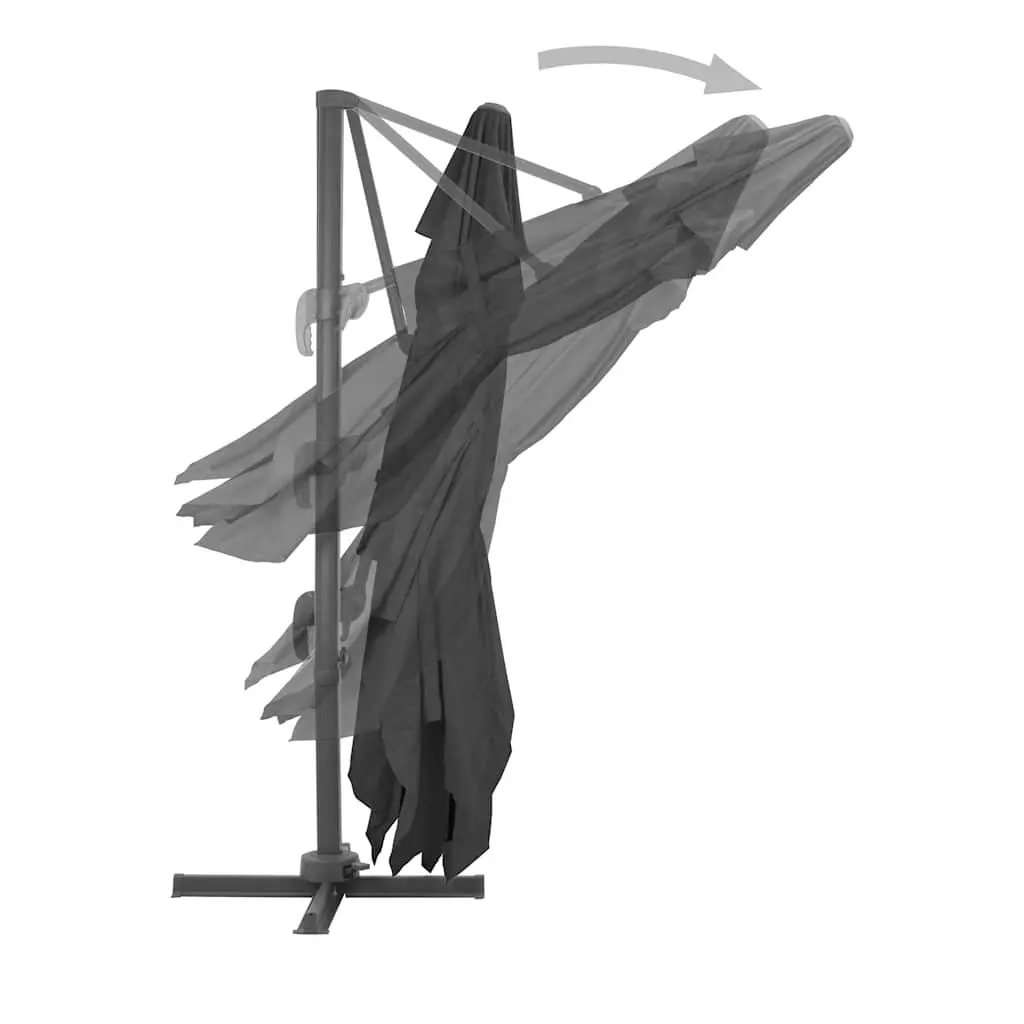 Garden Parasol Outdoor Use Grey UV-Resistant 360-Degree Tilt and Rotate with Portable Base