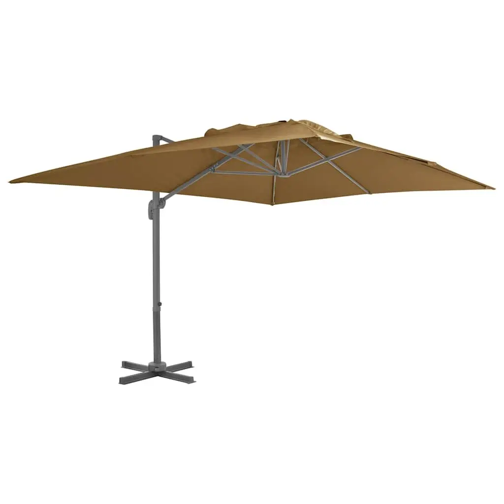 Garden Parasol Outdoor Umbrella Taupe with Portable Base Tilt Rotate