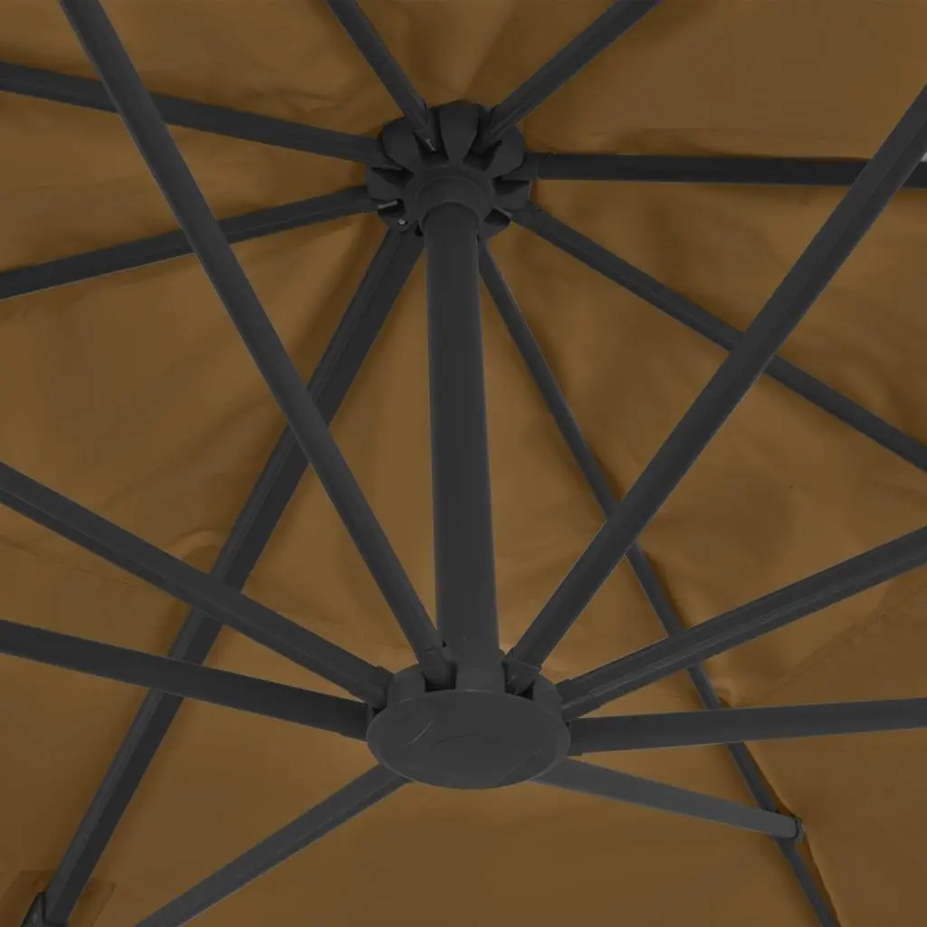 Garden Parasol Outdoor Umbrella Taupe with Portable Base Tilt Rotate