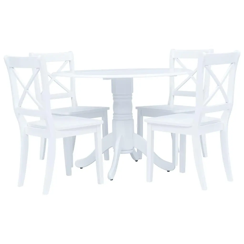 5 Piece Dining Set White Wooden Table and Chairs Kitchen Furniture Room Dinner