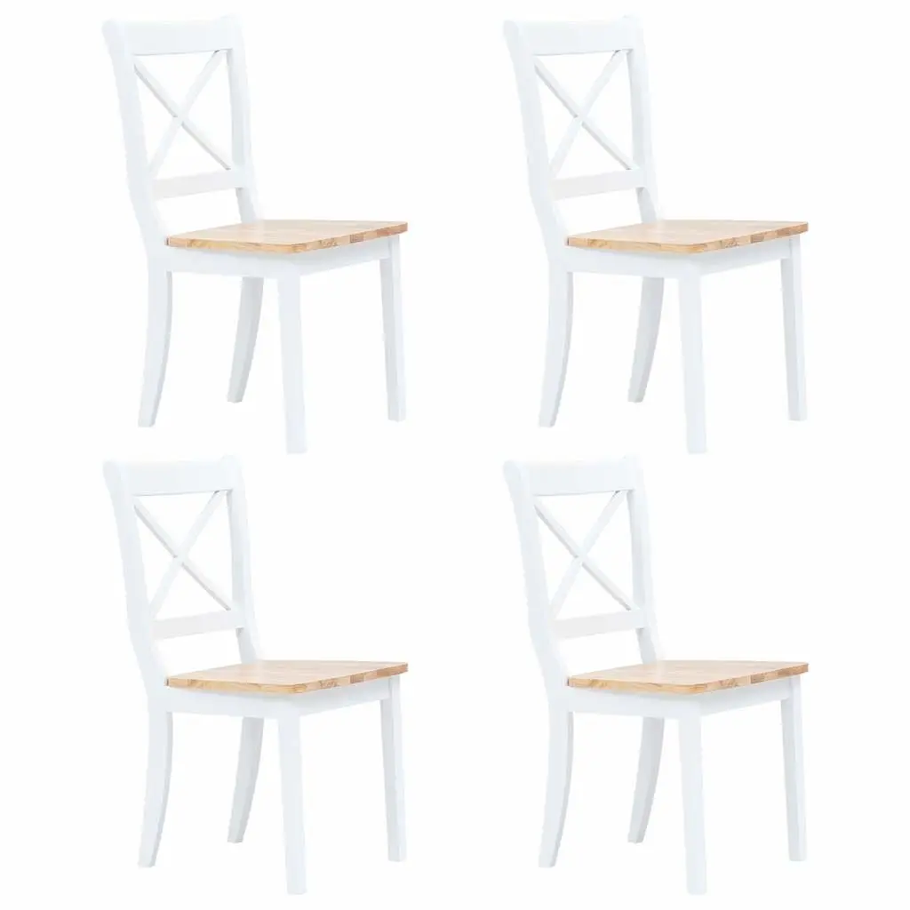 5 Piece Dining Set White Kitchen Table 4 Chairs Solid Rubber Wood Furniture
