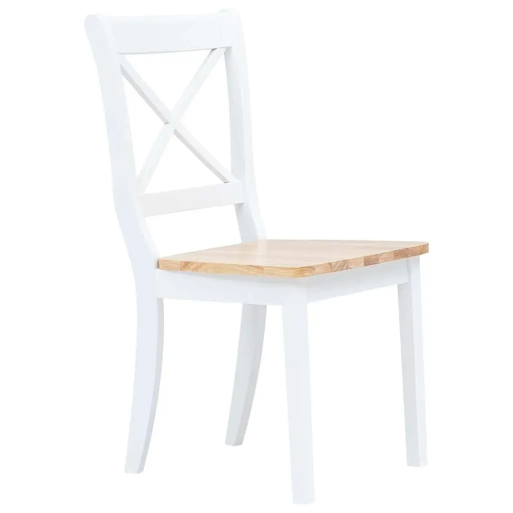 5 Piece Dining Set White Kitchen Table 4 Chairs Solid Rubber Wood Furniture