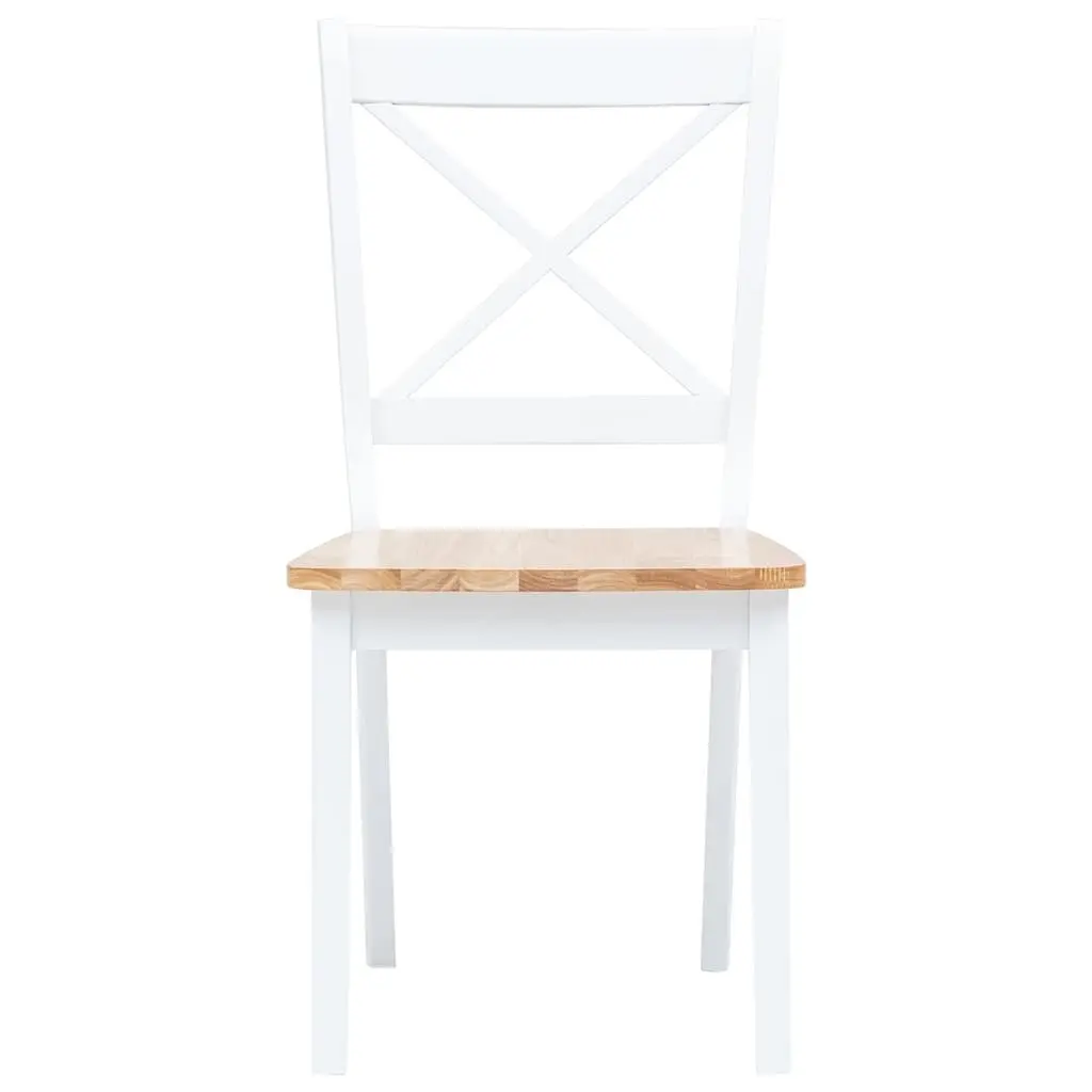 5 Piece Dining Set White Kitchen Table 4 Chairs Solid Rubber Wood Furniture