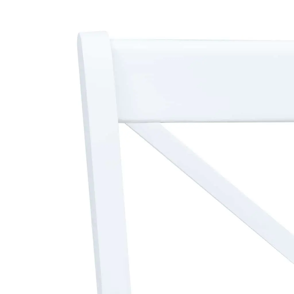 5 Piece Dining Set White Kitchen Table 4 Chairs Solid Rubber Wood Furniture